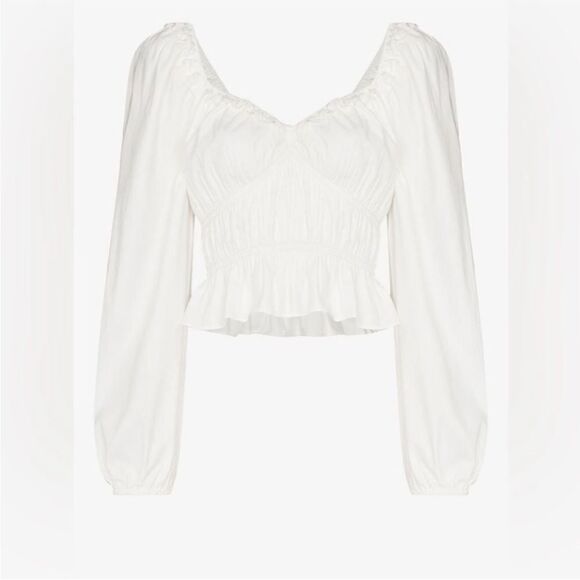 Reformation NWT Fern Ruched Top in White Size Medium MSRP $148 - Picture 5 of 11